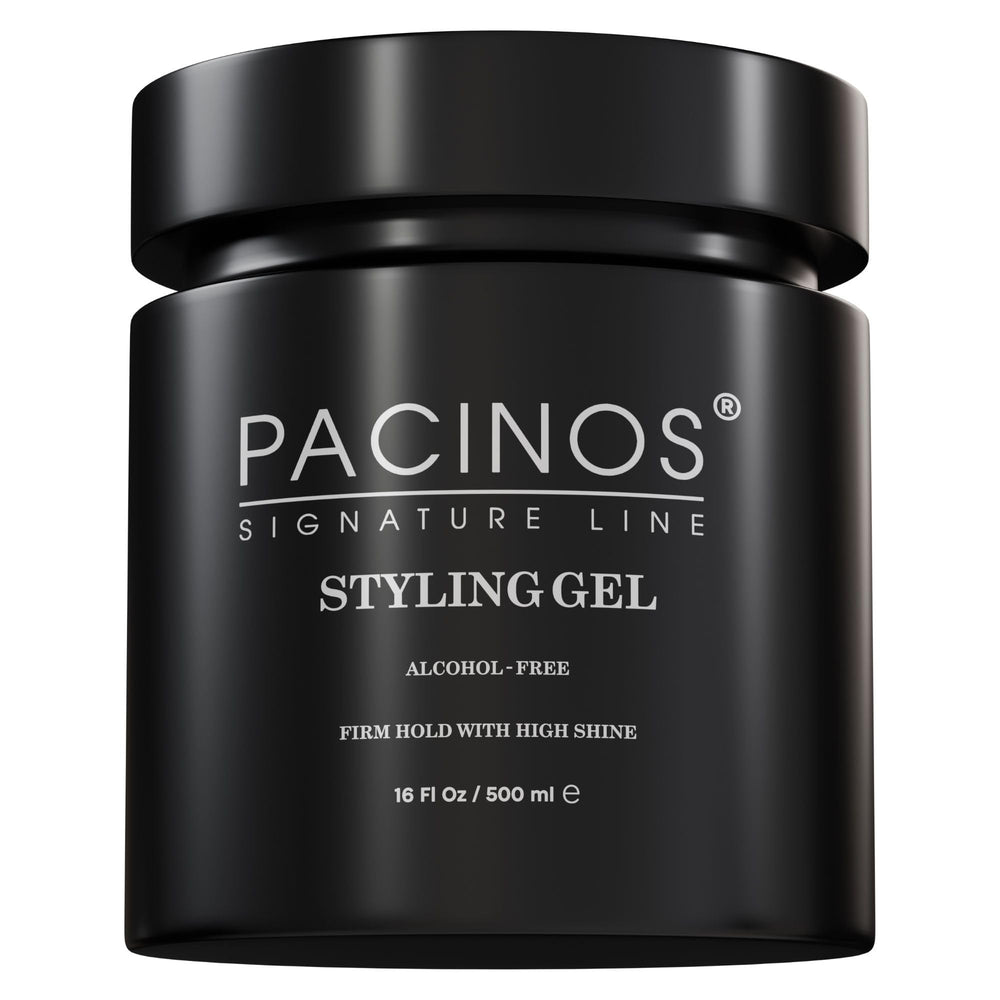 Pacinos Hair Gel easy rinse claim visual reinforces water-based formula.