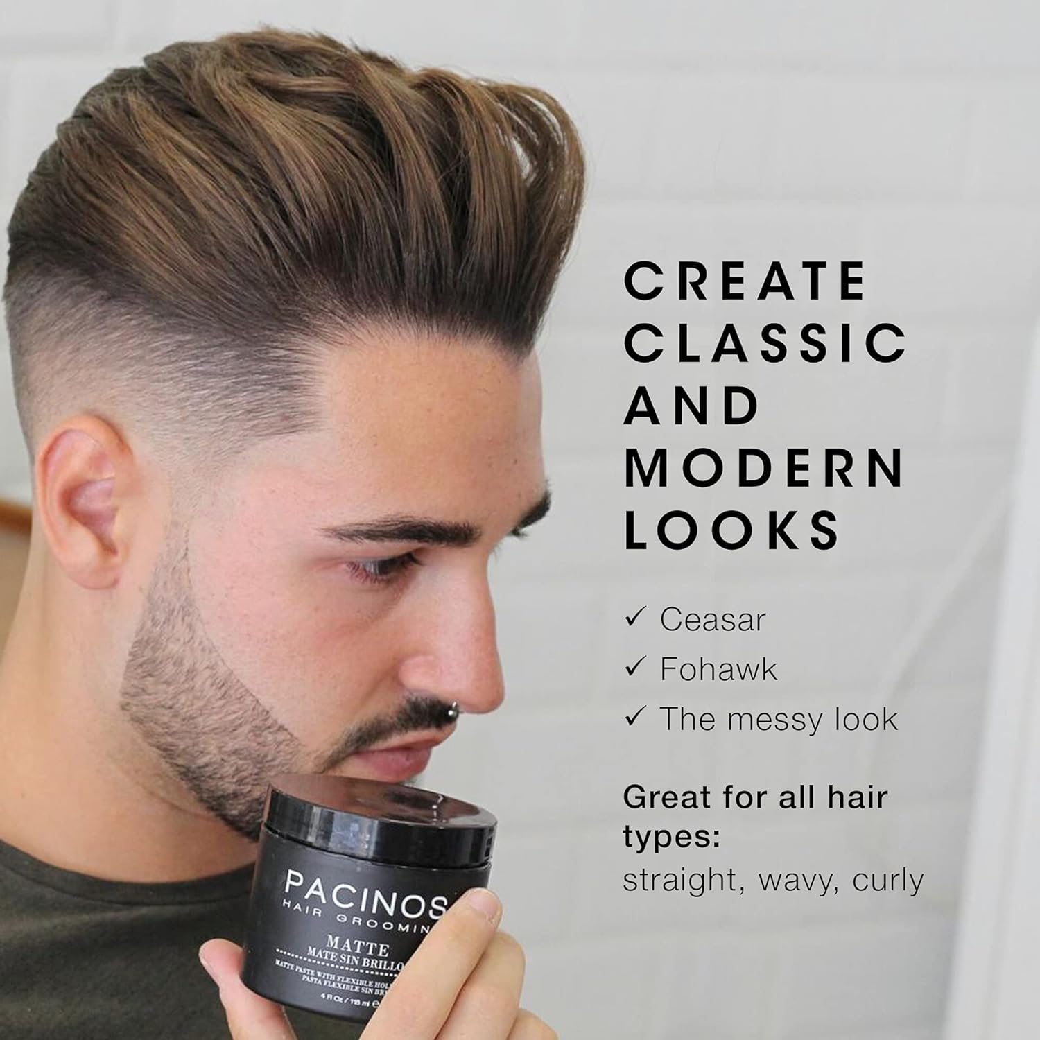 Fohawk styled with Pacinos Matte Hair Paste for sharp hold.