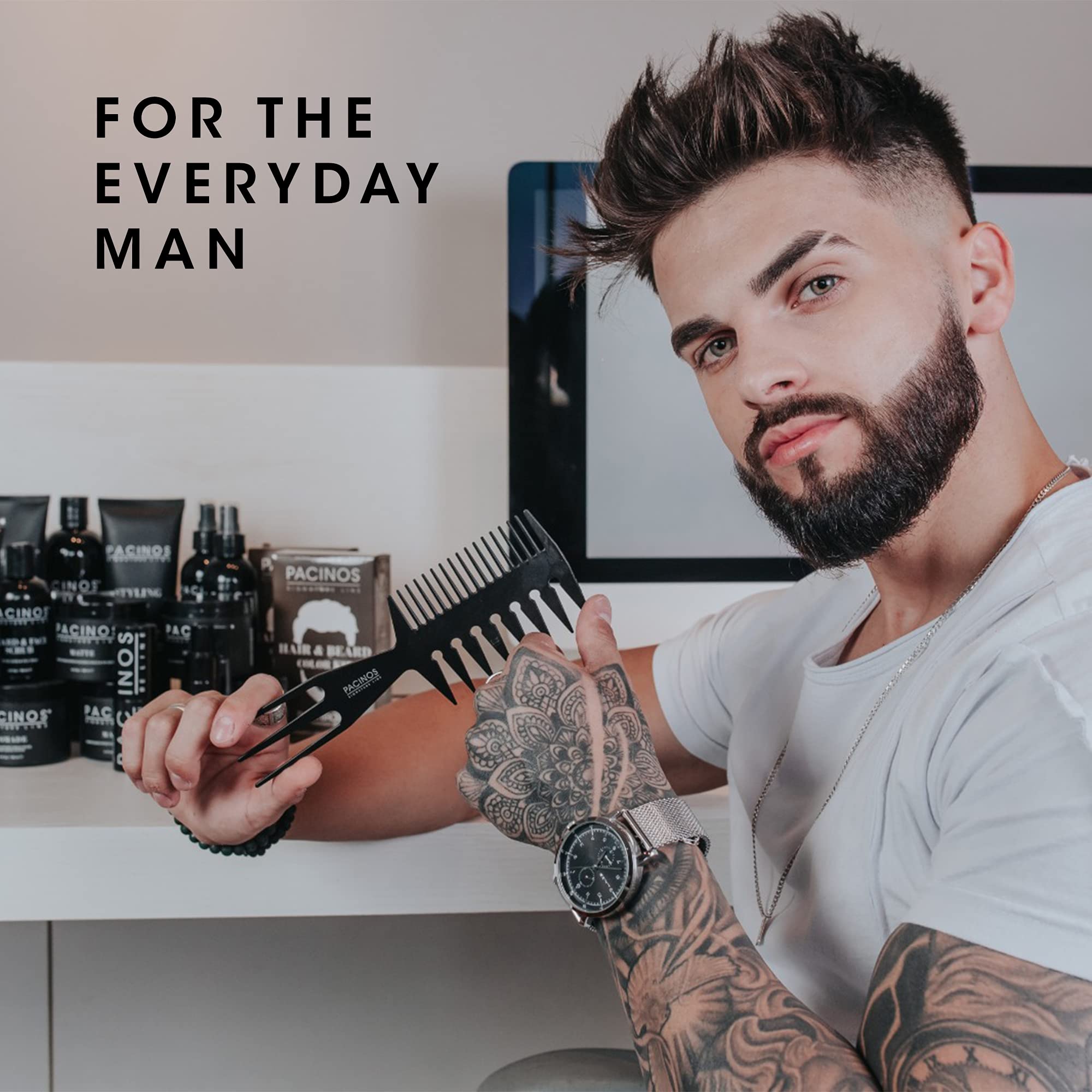 Pacinos Pomade hands apply demonstrates simple application for flexible styling and shine.