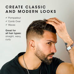 Pacinos Pomade styled look emphasizes high shine with polished, controlled definition.