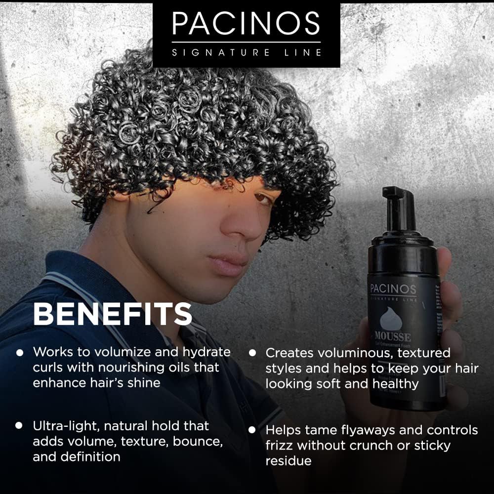Pacinos mousse on damp hair demonstration with scrunch for defined curls