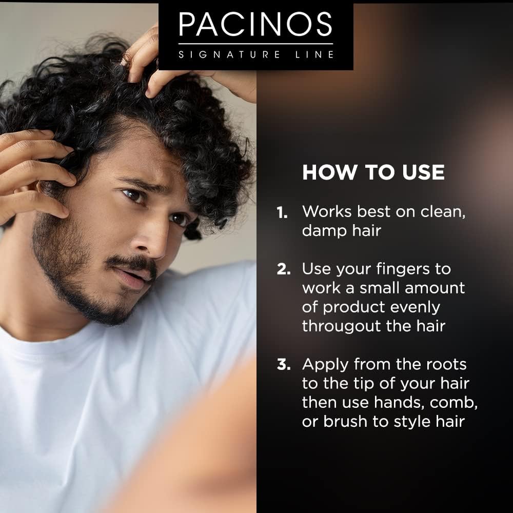 Pacinos Signature Line bottle seen with professional-quality packaging for salon-ready results