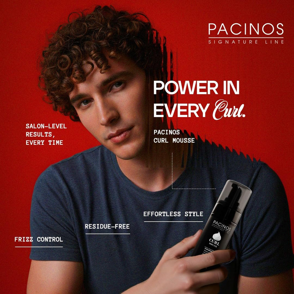 Pacinos mousse dispensing foam view highlighting creamy, lightweight texture for easy styling