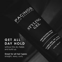 Pacinos Styling Gel hair sculpt highlights texture and a polished everyday look.