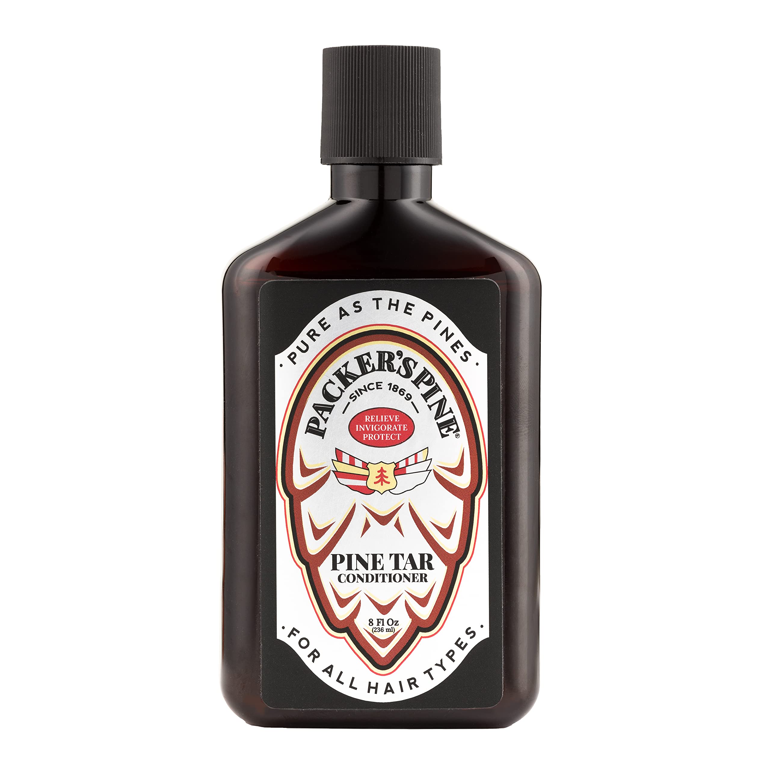 Packer's Pine Tar Conditioner bottle ready for rugged grooming and moisture.