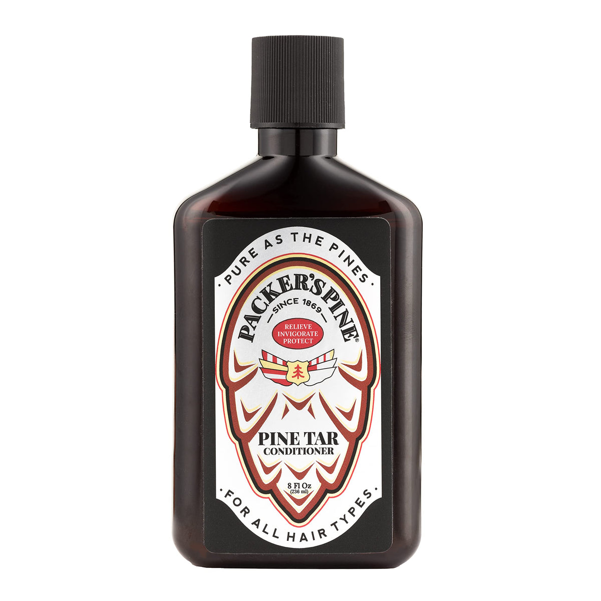 Packer's Pine Tar Conditioner bottle ready for rugged grooming and moisture.