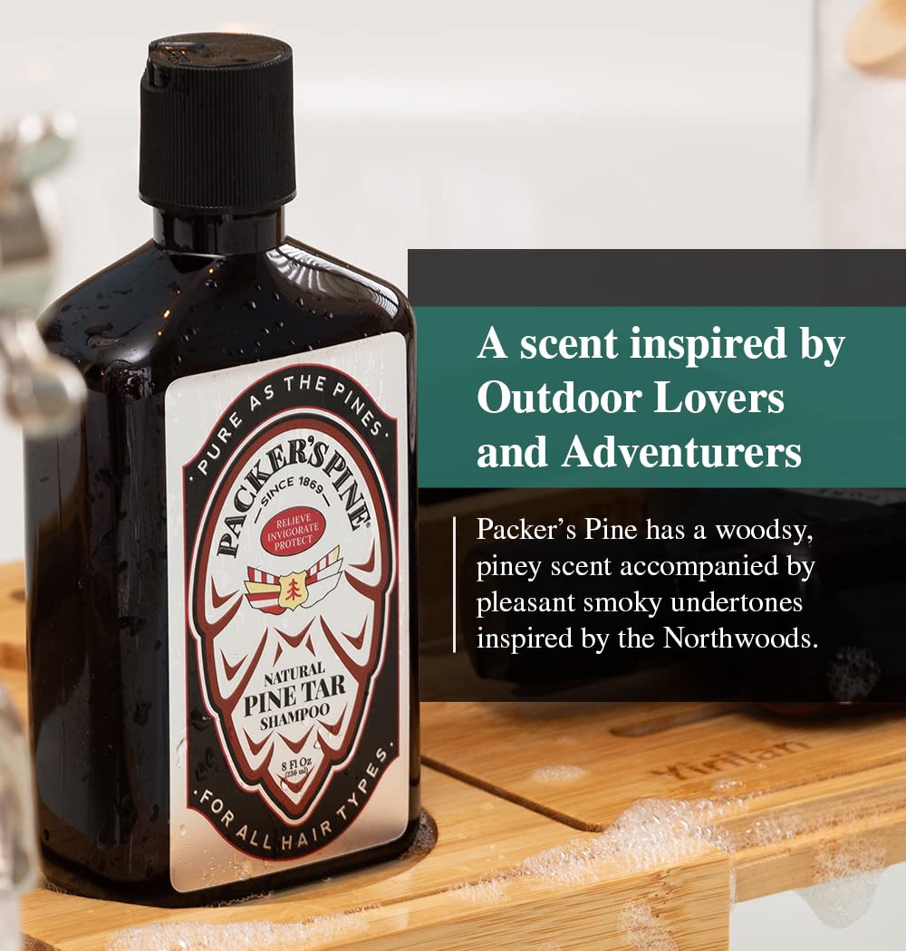 Packer's Pine Tar Conditioner in hand highlights nourishing conditioning.