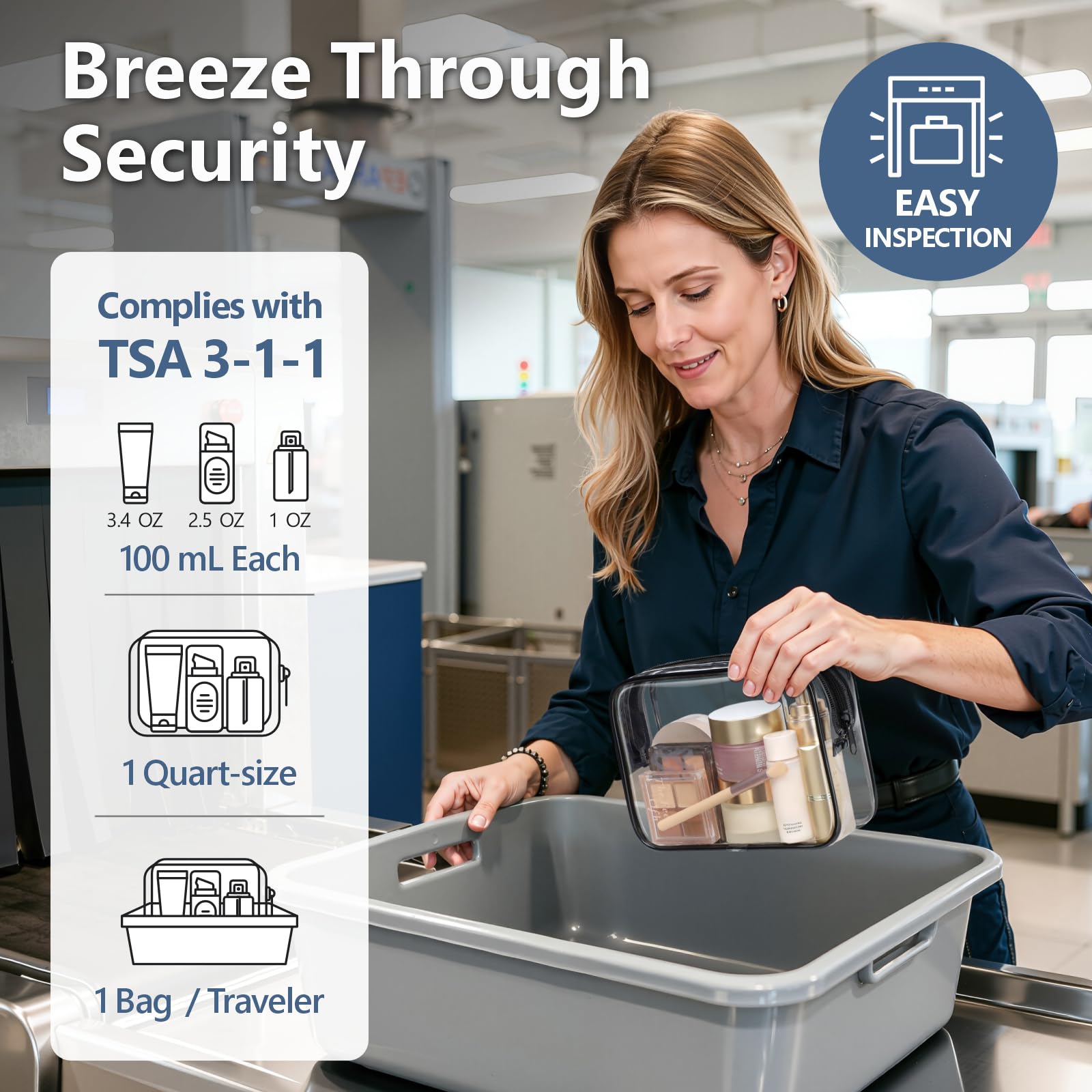 PACKISM clear travel bag shows contents for fast verification at checkpoints.