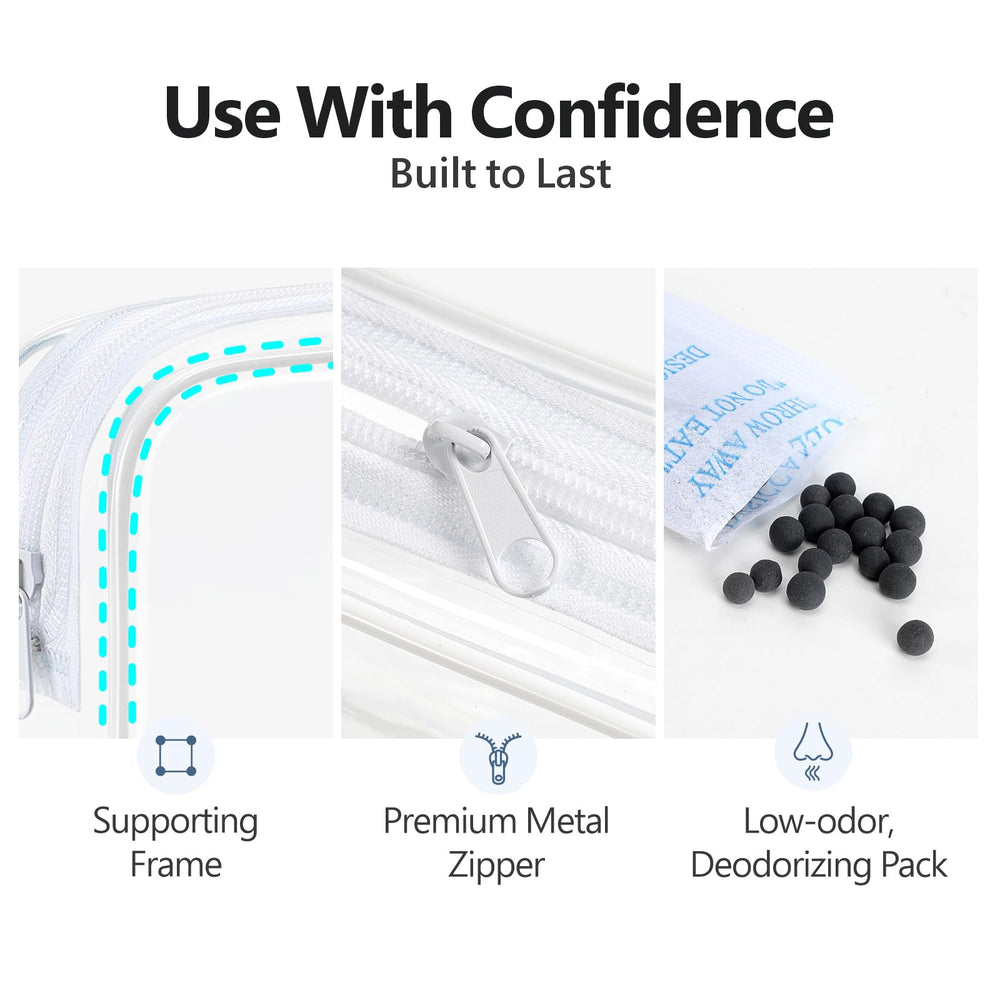 PACKISM deodorizing pouch inside helps minimize odors during travel.
