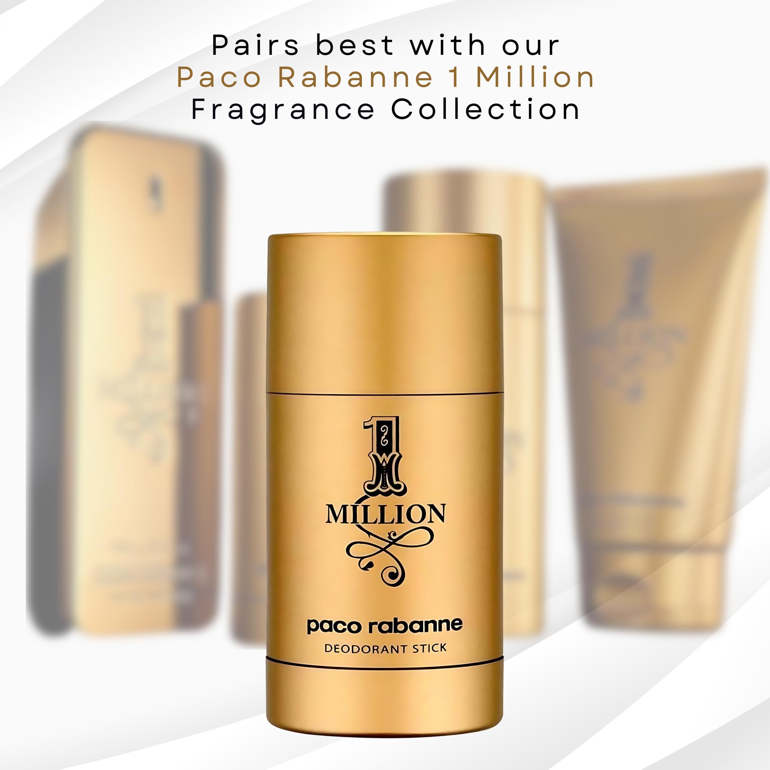 Paco Rabanne 1 Million deodorant stick closeup label showing premium grooming