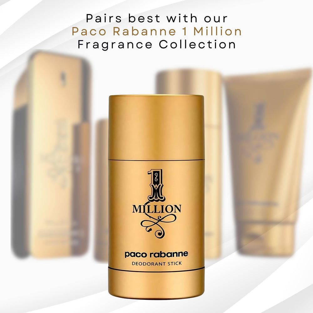 Paco Rabanne 1 Million deodorant stick closeup label showing premium grooming