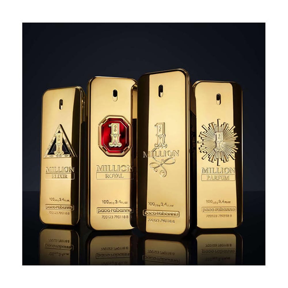 Paco Rabanne 1 Million Parfum close-up of fragrance notes shows solar-leather warmth.