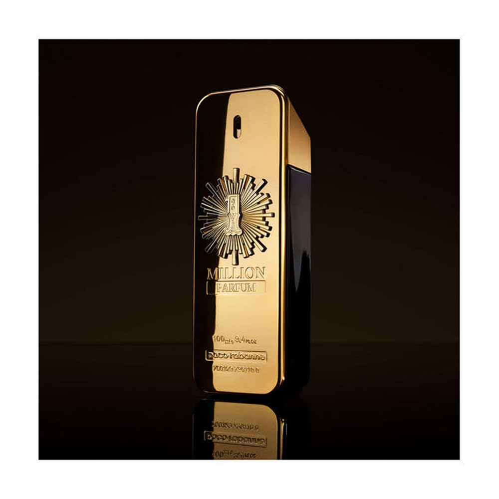 Paco Rabanne 1 Million Parfum display with accessories highlights bold impression.