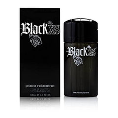 Paco Rabanne Black XS tall bottle front view, bold masculine fragrance for daring nights.