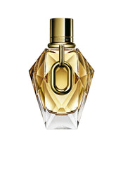 Paco Rabanne Million Gold bottle front reveals opulent luxury for confident evening wear.