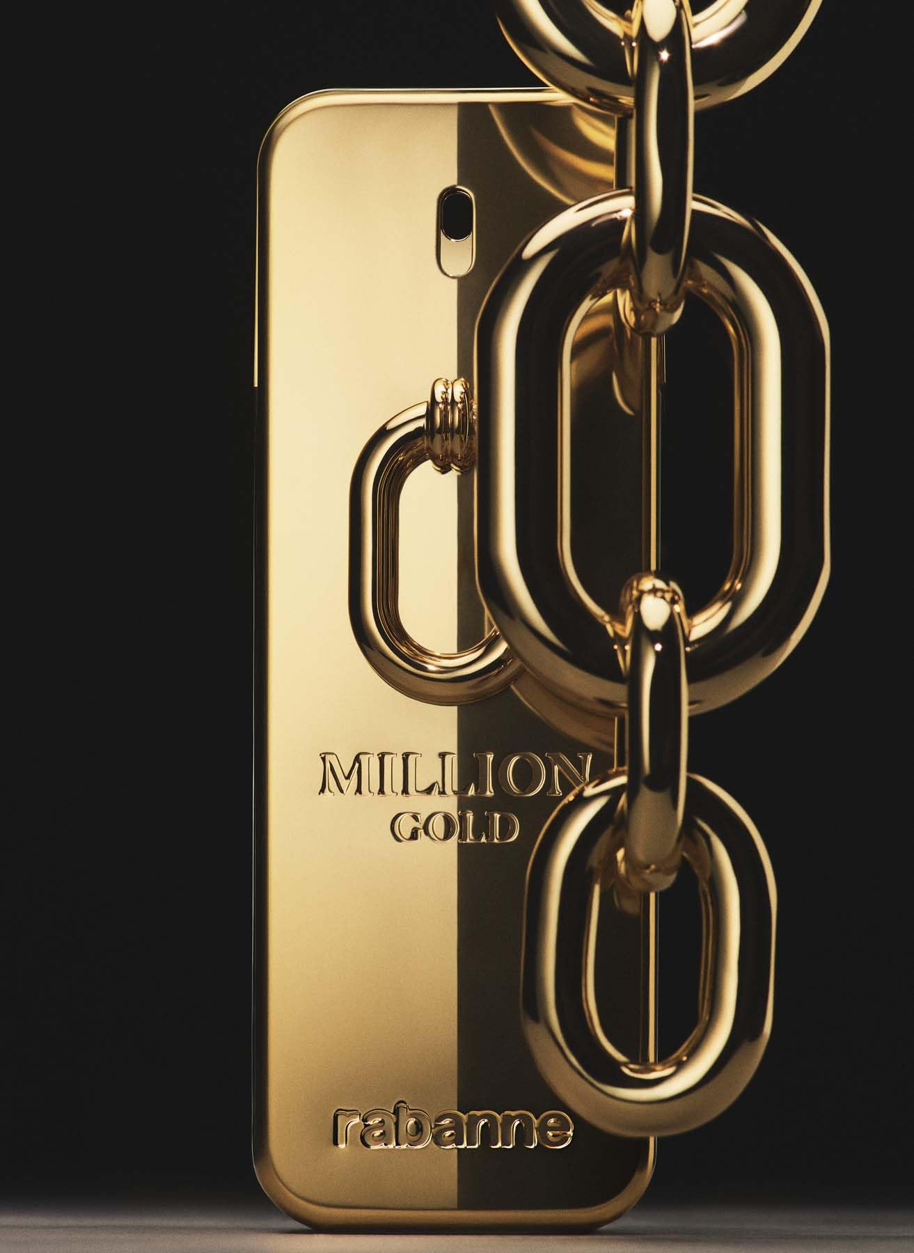 Paco Rabanne Million Gold Intense display stand conveys premium retail presence.