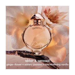 Paco Rabanne Olympéa bottle close-up shows gold accents for sophisticated evening wear.