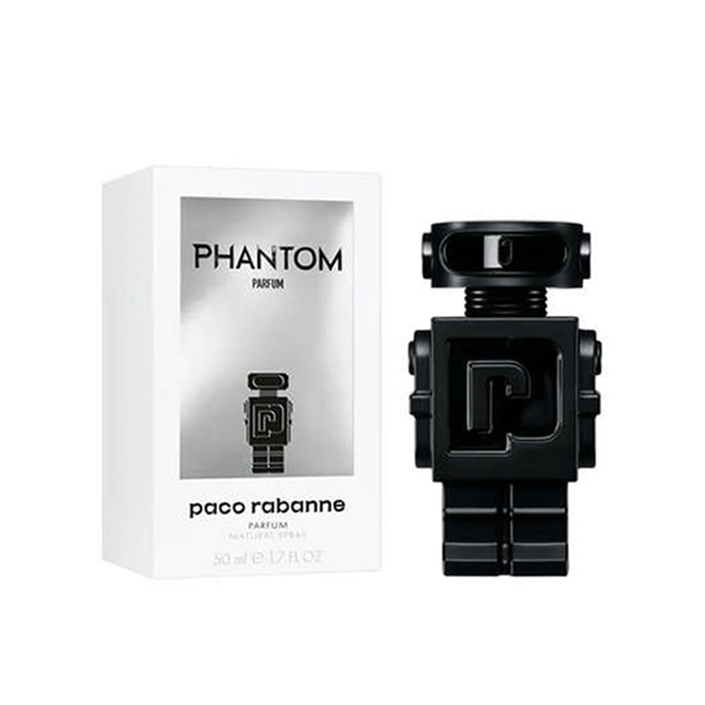 Paco Rabanne Phantom Parfum bottle front view, showcasing sleek design and premium fragrance