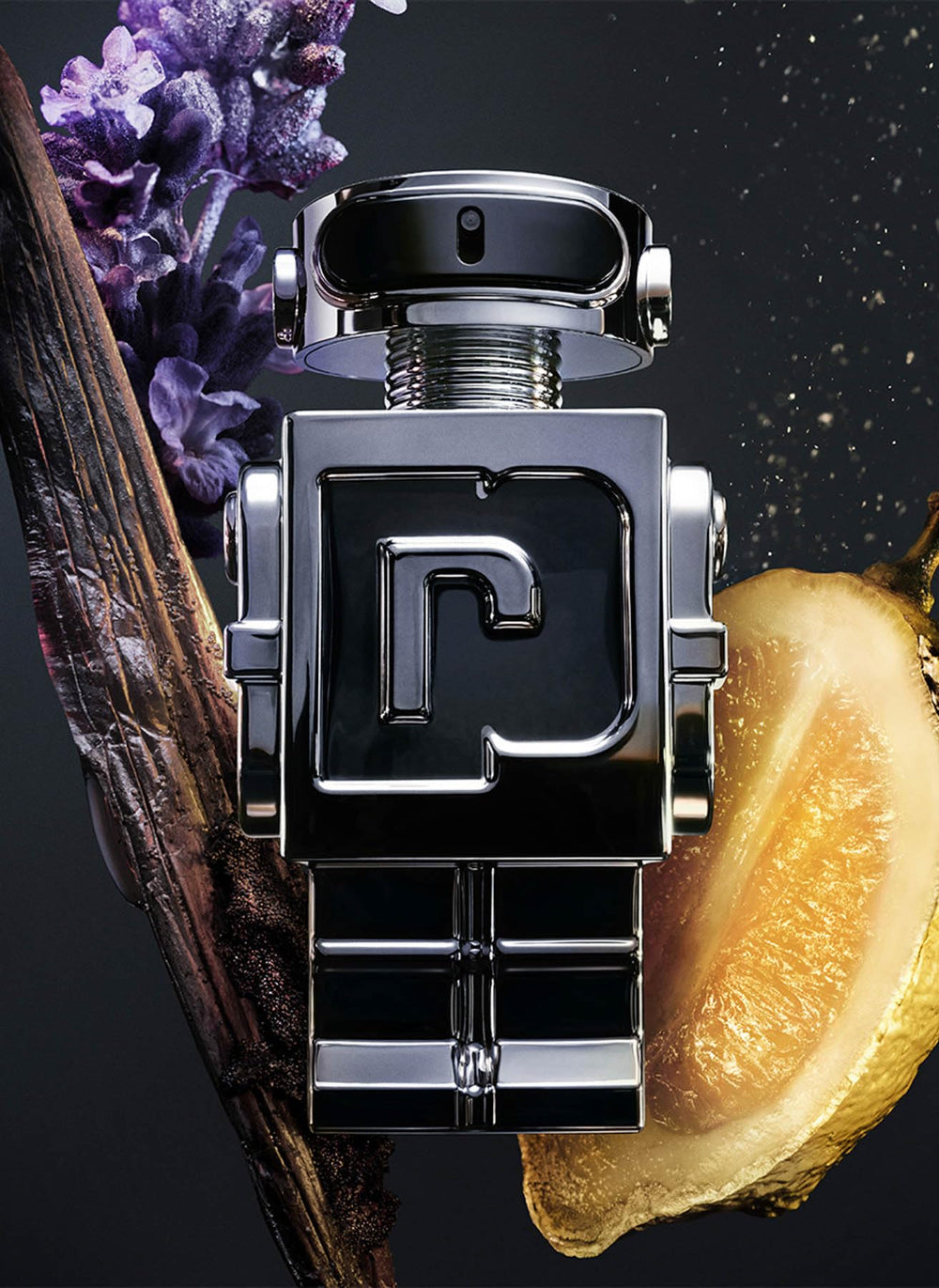 Paco Rabanne Phantom spray mist highlighting citrus and lavender notes.