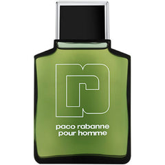 Paco Rabanne Pour Homme green glass bottle showcasing classic fragrance for everyday confidence