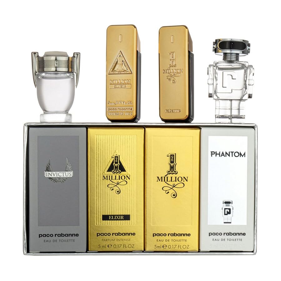 Paco Rabanne travel collection four mini bottles for everyday, on-the-go scent options.