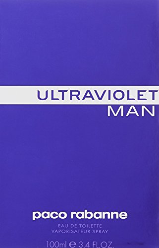 Paco Rabanne Ultraviolet for Men bottle side, premium glass finish impression.
