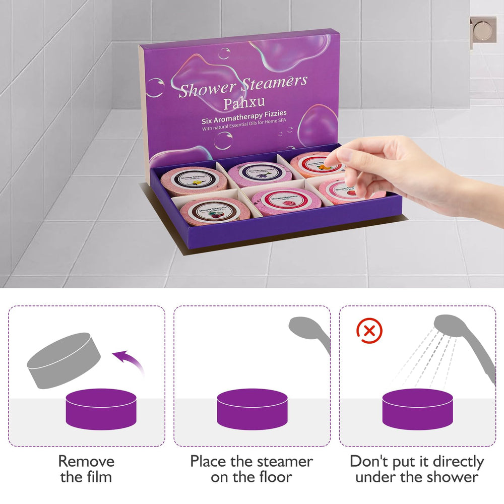 Pahxu Shower Steamer rose tablet delivering floral mood and spa-like ambiance.