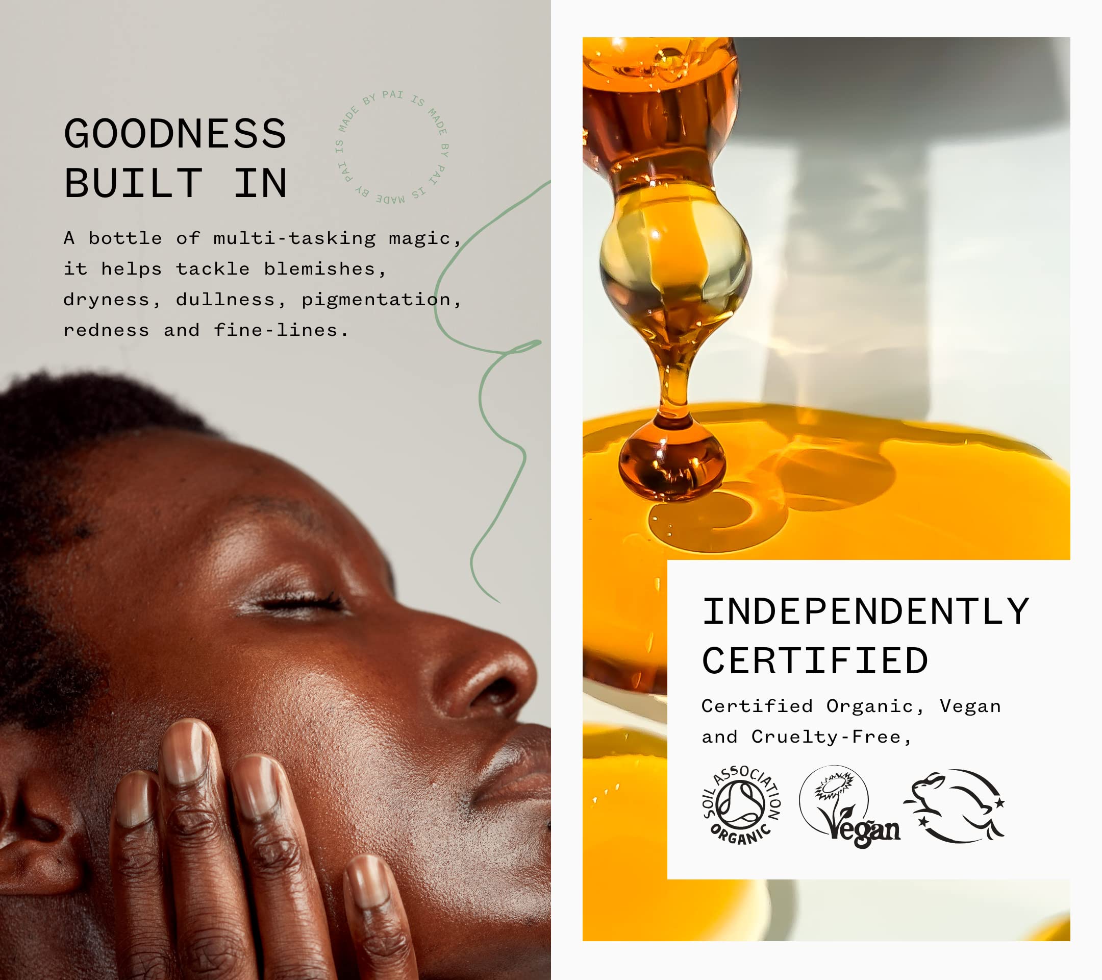 PAI SKINCARE Rosehip BioRegenerate application on skin for soothing hydration.