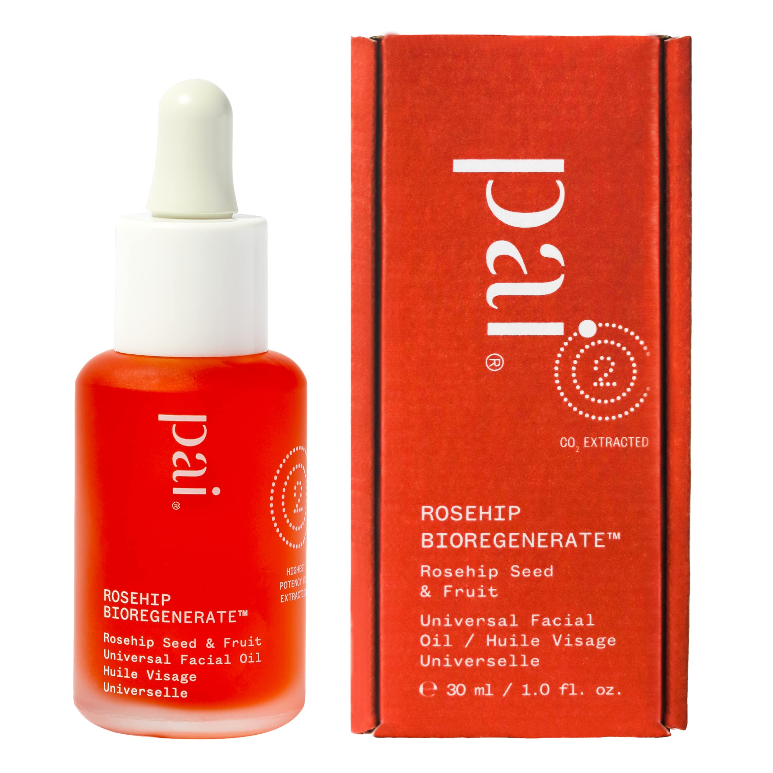 PAI SKINCARE Rosehip BioRegenerate oil bottle on shelf for radiant skin.