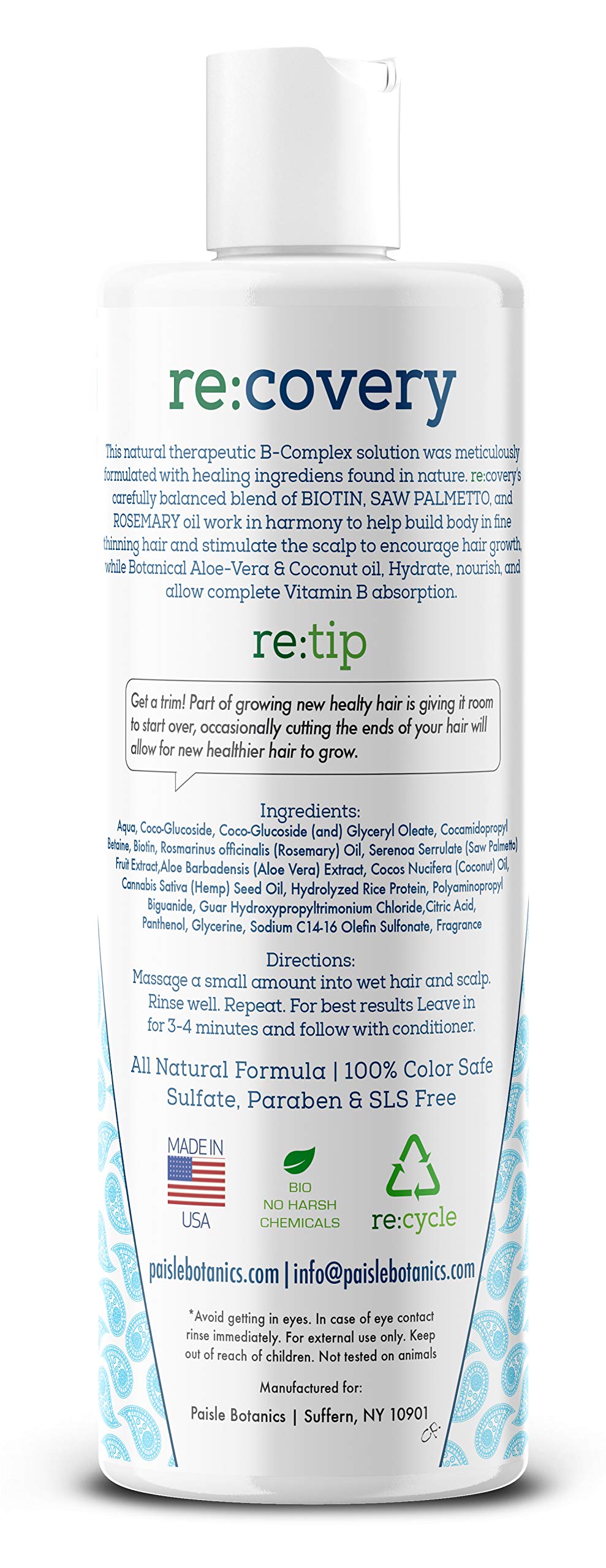 Paisle Botanics Biotin Conditioner for color-treated hair protects vibrancy.