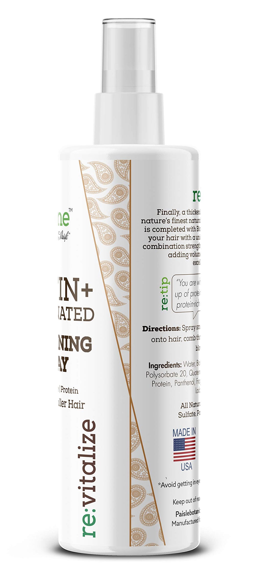 Paisle Botanics Biotin Hair Spray label shows color-safe formula.