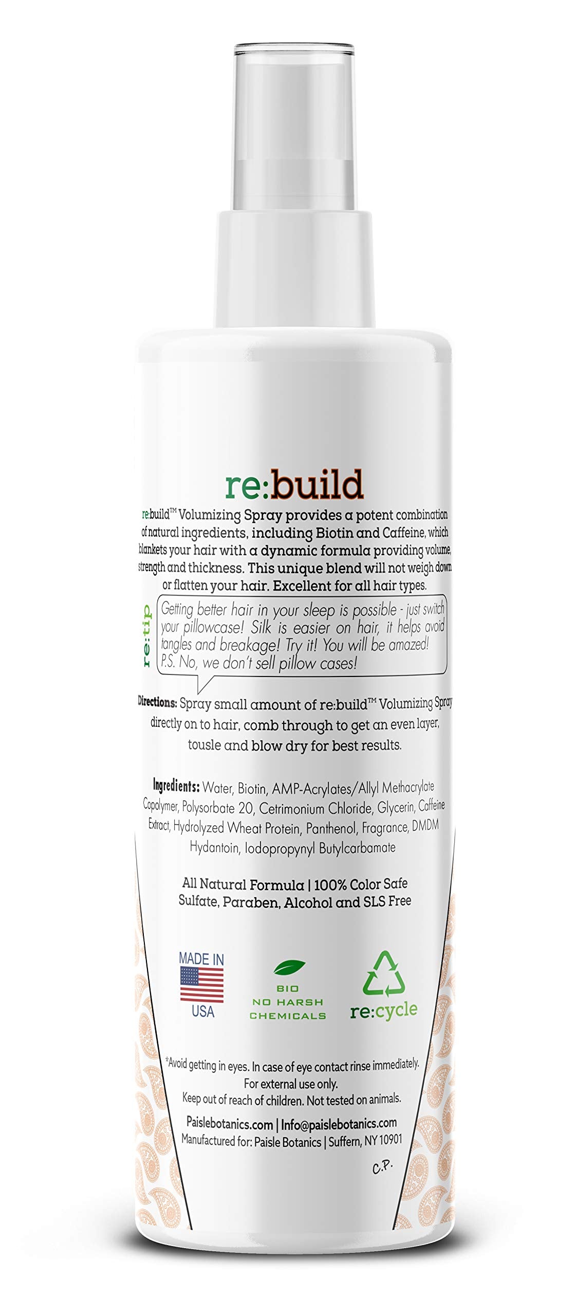 Paisle Botanics Biotin Volumizing Spray hair texture—dramatic lift and fuller feel after use.