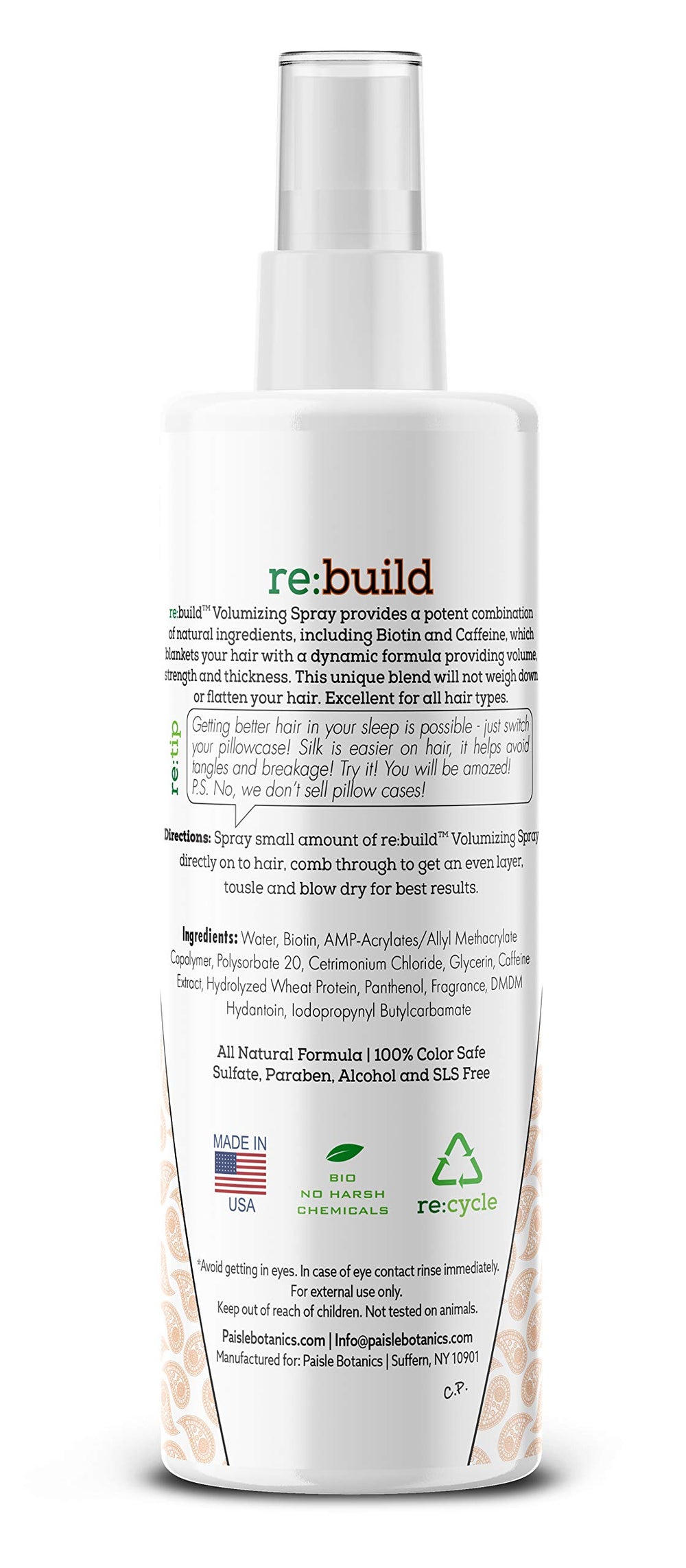 Paisle Botanics Biotin Volumizing Spray hair texture—dramatic lift and fuller feel after use.