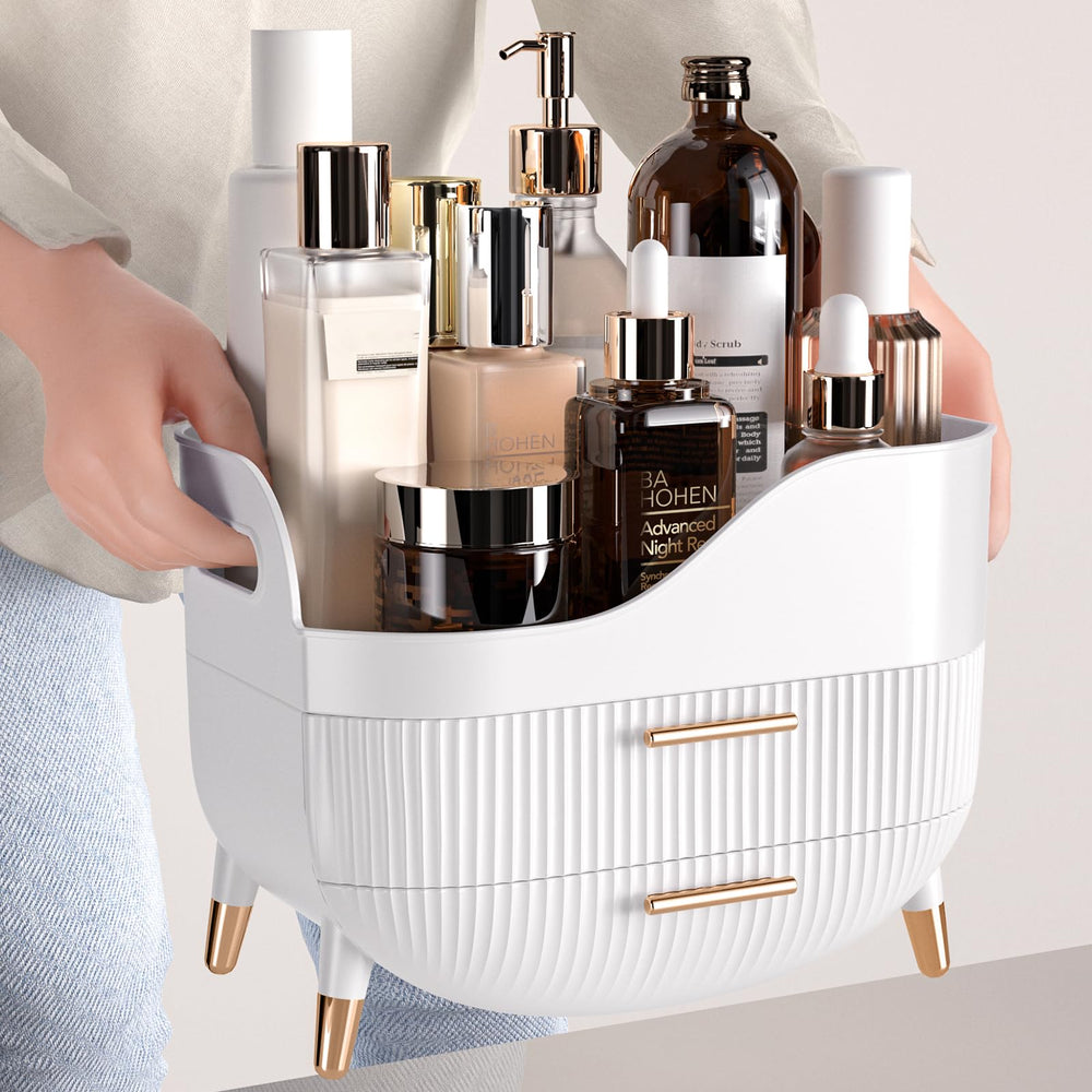 Pajiriona vanity display case keeps cosmetics neatly visible and accessible