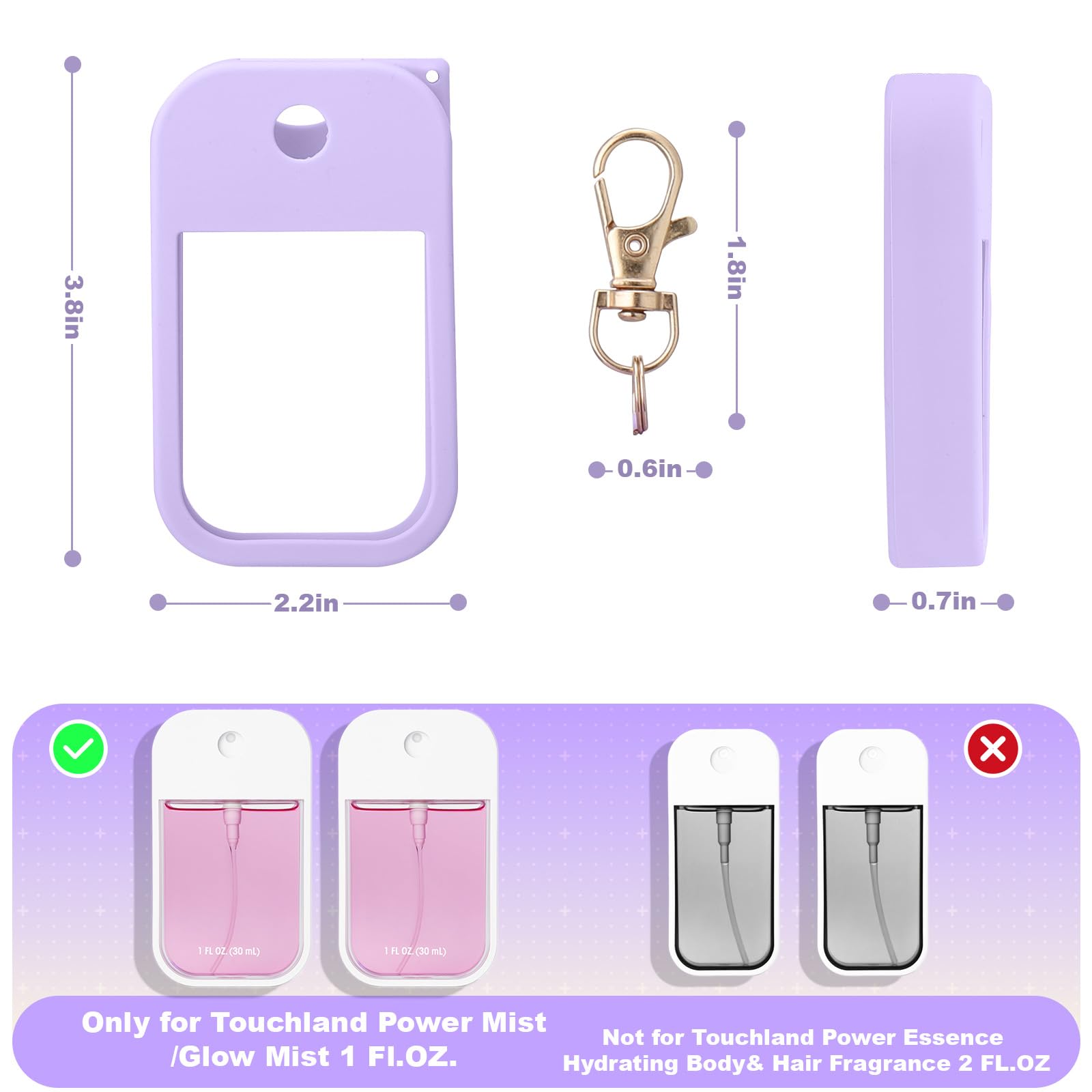 Palksky hand sanitizer case shows flawless-fit for Power Mist and Glow Mist bottles.