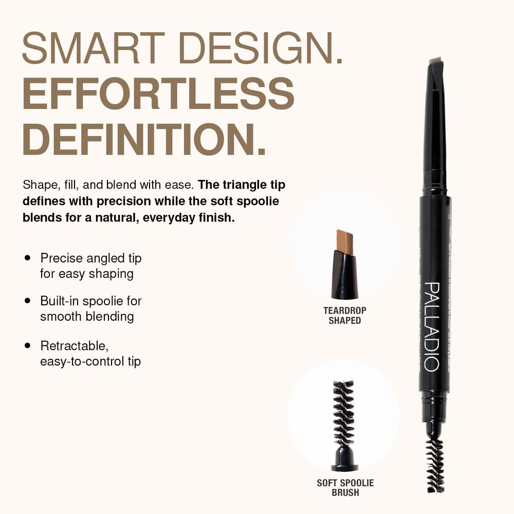 Palladio Brow Definer spoolie brush preps hairs and blends for a soft finish.