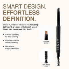 Palladio Brow Definer spoolie brush preps hairs and blends for a soft finish.