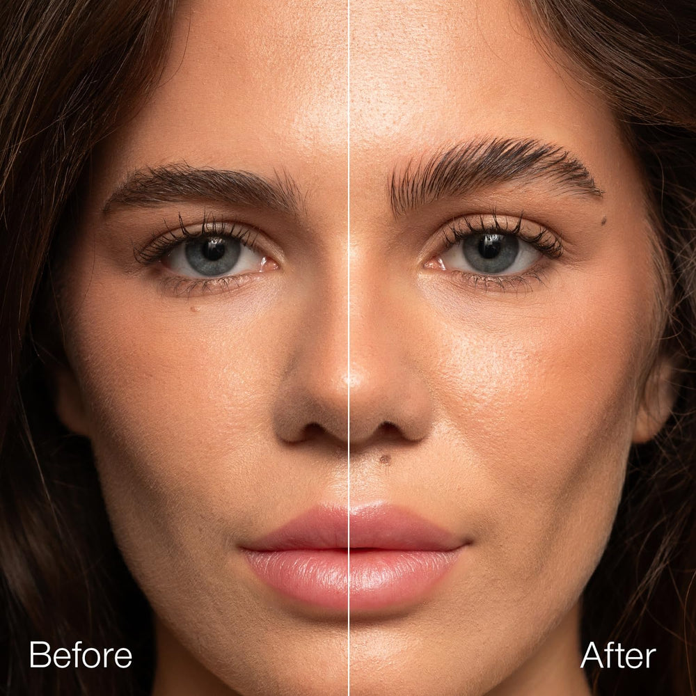 Palladio brow gel application on brows during morning routine for all-day hold.
