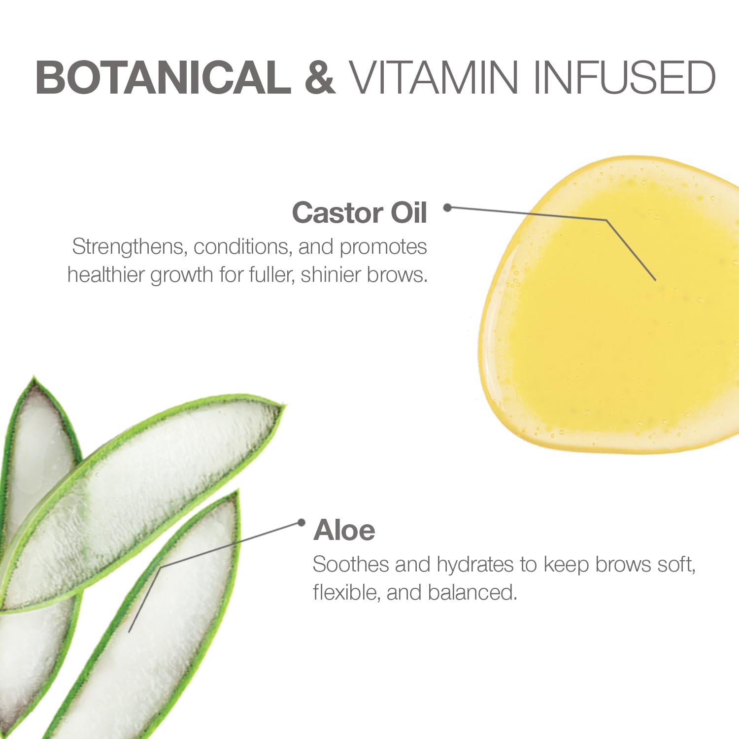Palladio Brow Laminating Gel with castor oil label highlights nourishing, strengthening benefits.