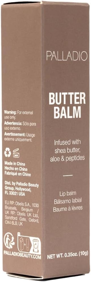 Palladio Butter Balm caramel-glazed shade swatch adds sheer warmth.