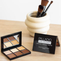 Palladio Definer Palette with mirror for convenient on-the-go touch-ups.