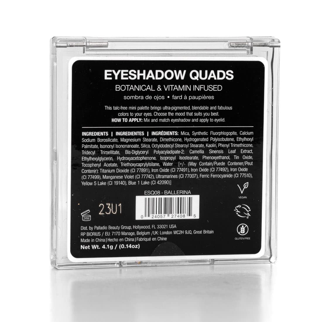 Palladio Eyeshadow Quads Ballerina creamy formula glides smoothly for everyday looks
