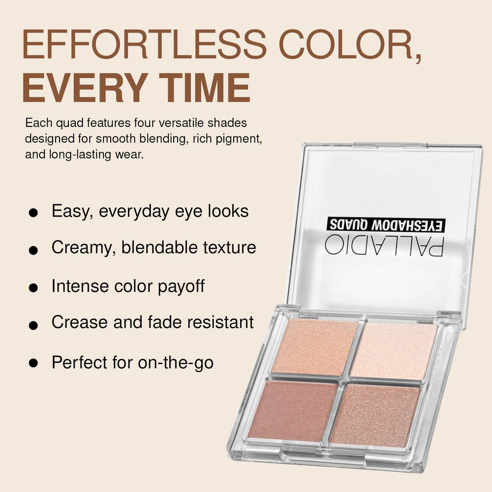 Palladio Eyeshadow Quads Ballerina metallic finish closeup adds a radiant accent for evenings