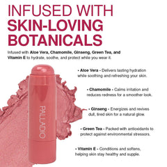 Palladio I'm Blushing 2-in-1 application on cheeks demonstrates versatile color payoff