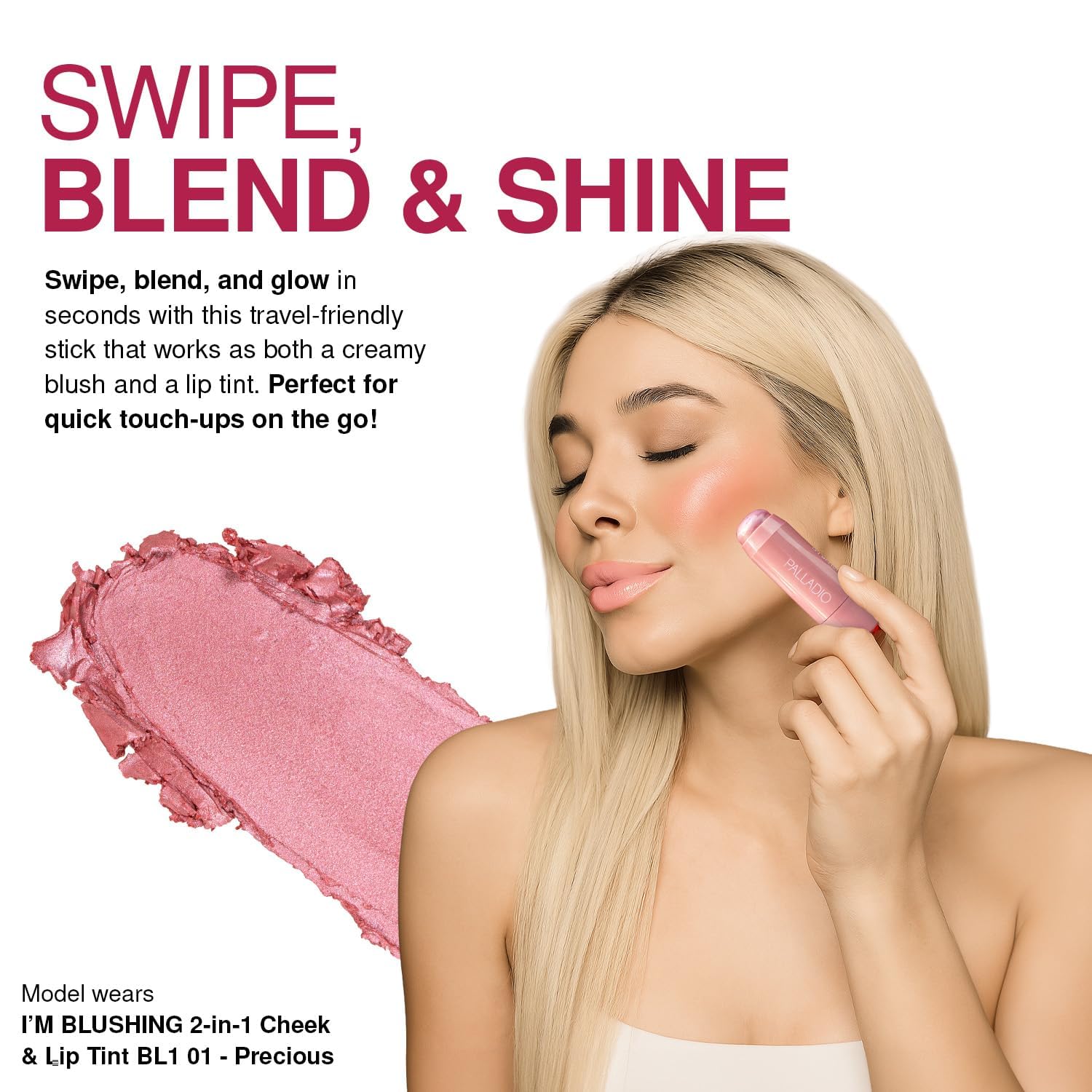 Closeup of creamy texture for Palladio Peach tint