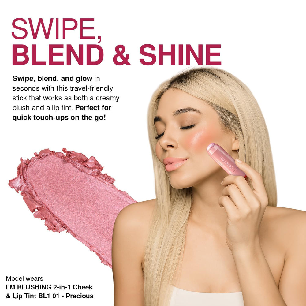 Palladio I'm Blushing Tint cheek on finger for easy fingertip blending