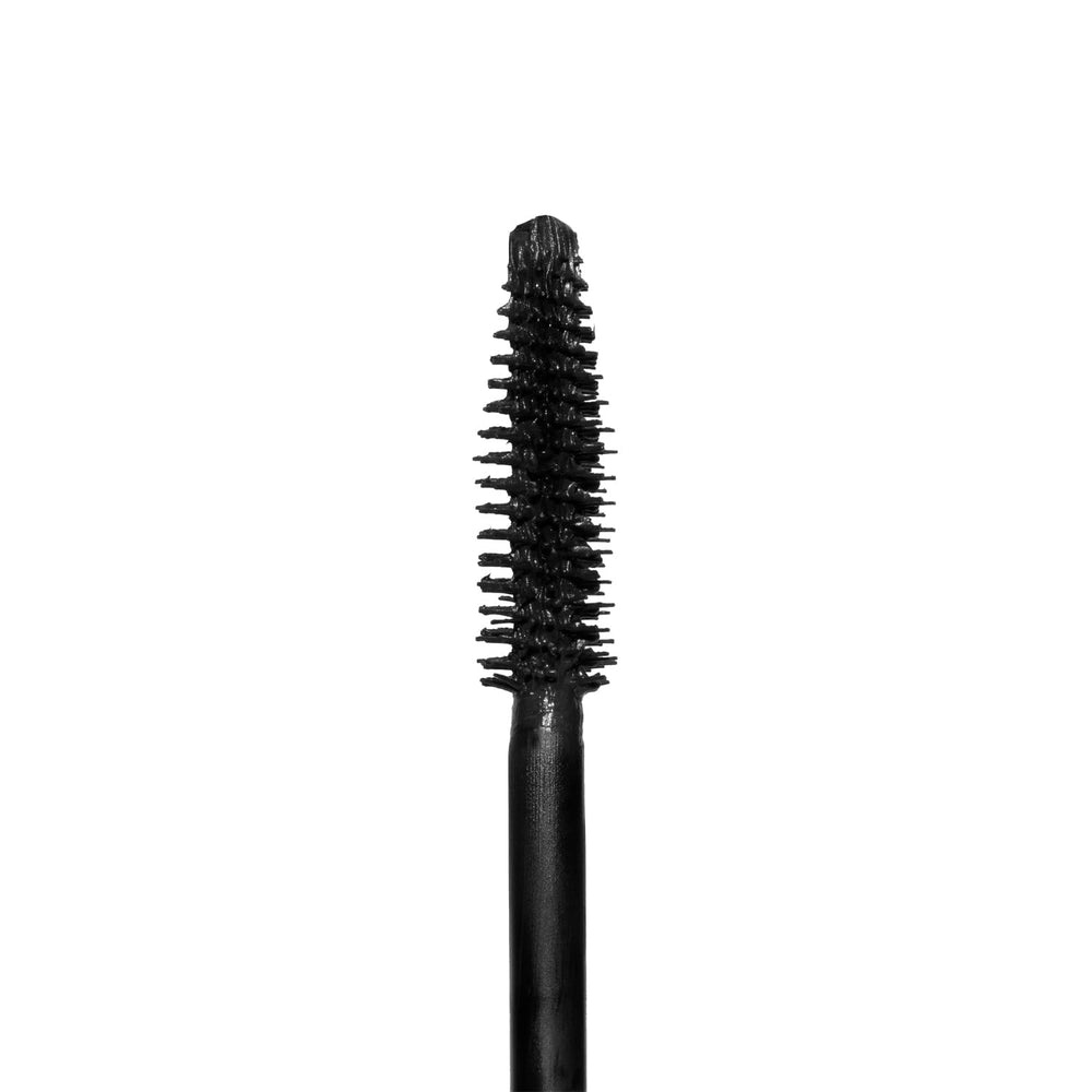 Palladio Lash Obsessed Mascara brush closeup shows defined bristles and even coating