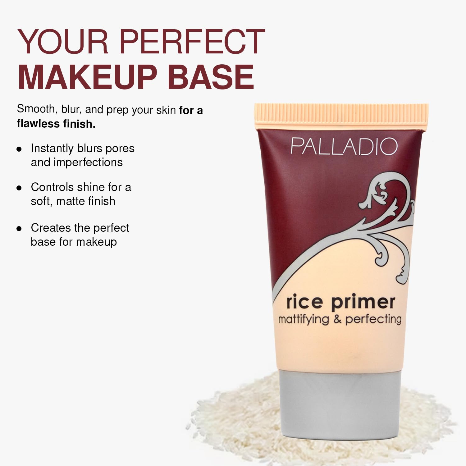 Palladio Rice Primer texture matte closeup communicates lightweight breathable feel.