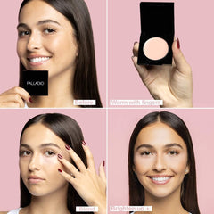 Palladio Under Eye Brightener Medium Nude application highlights coverage for medium to tan skin.