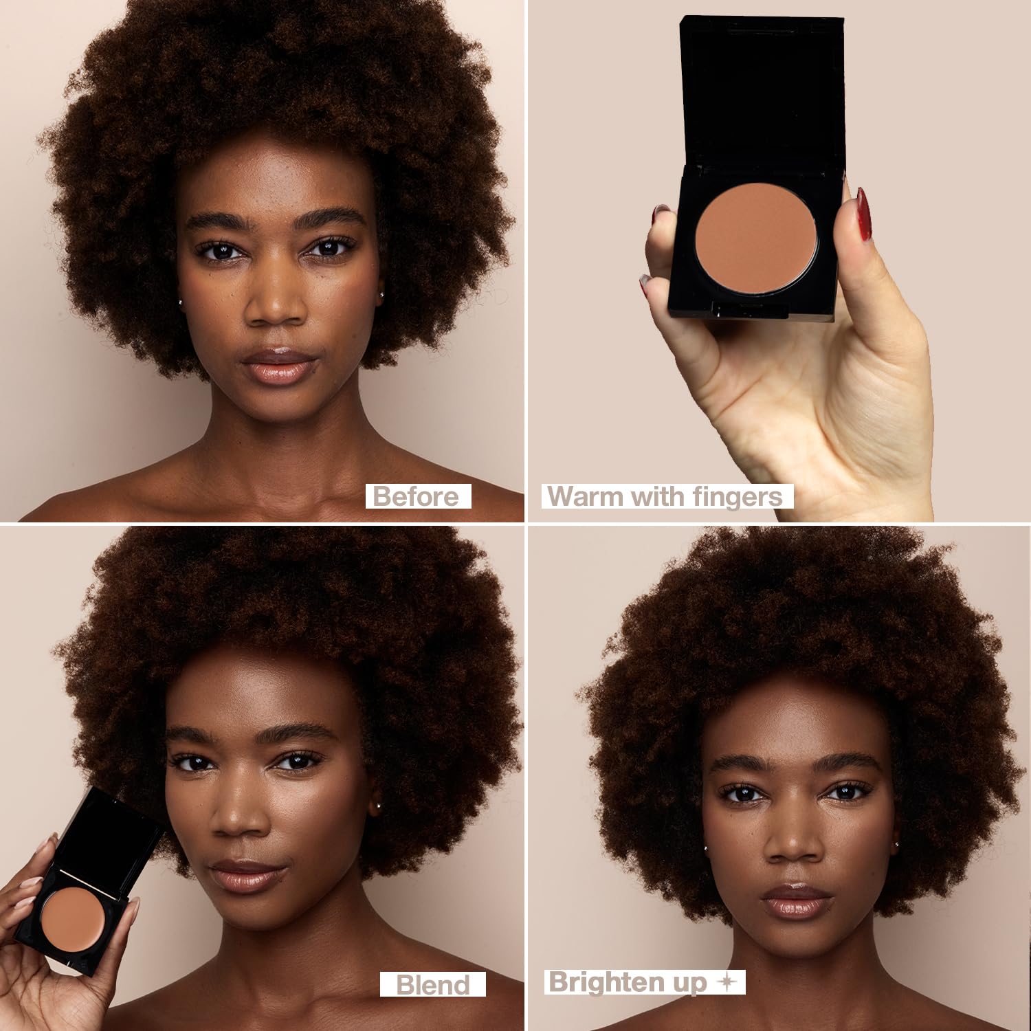 Palladio Under Eye Brightener Medium Nude shade on skin provides natural-looking brightness.